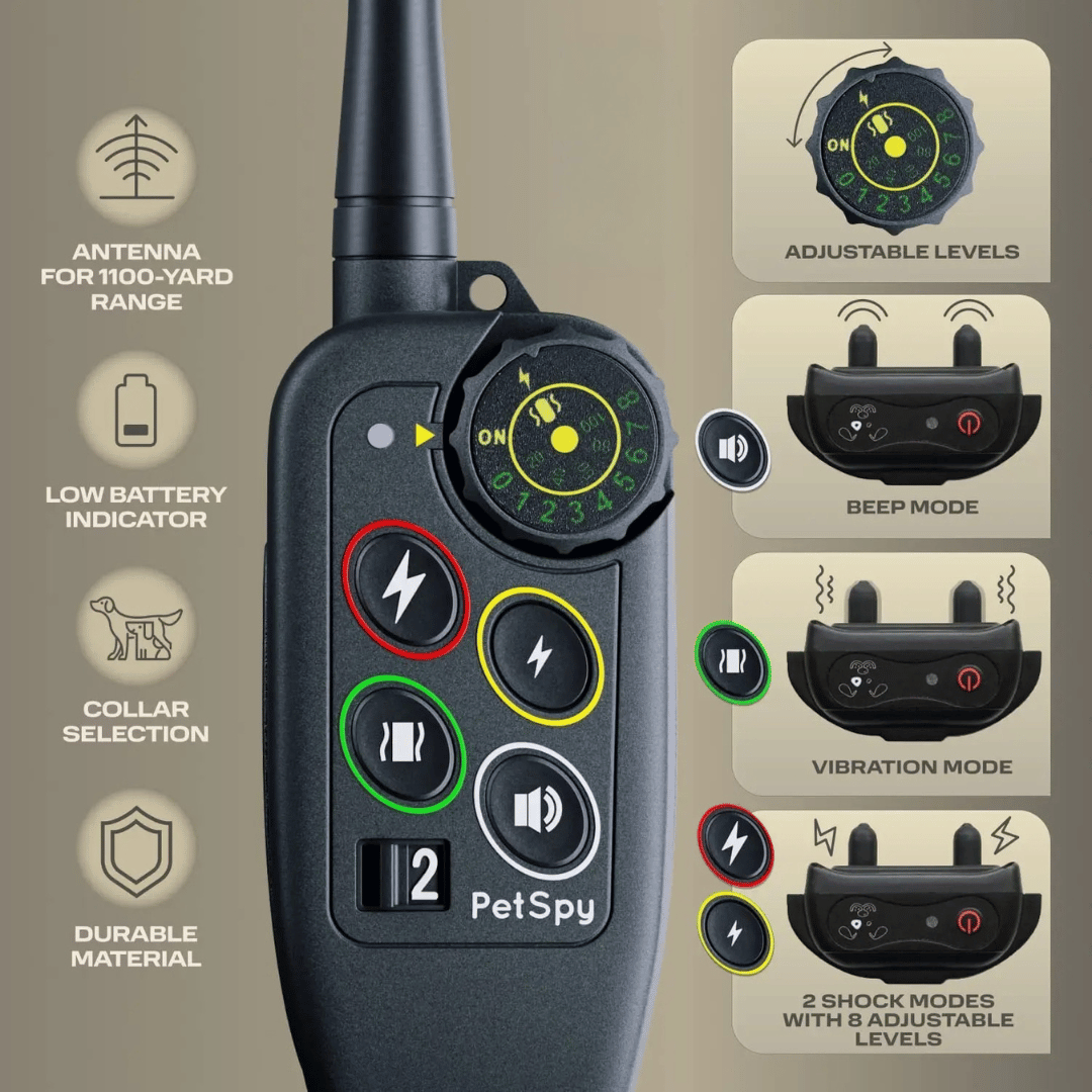 Collier Électronique pour Dressage de Chiens Imperméable à Longue Distance 1000m & Télécommande