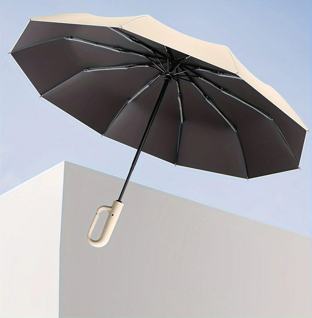 Parapluie Automatique Pliant Coupe-Vent avec Bande Réfléchissante