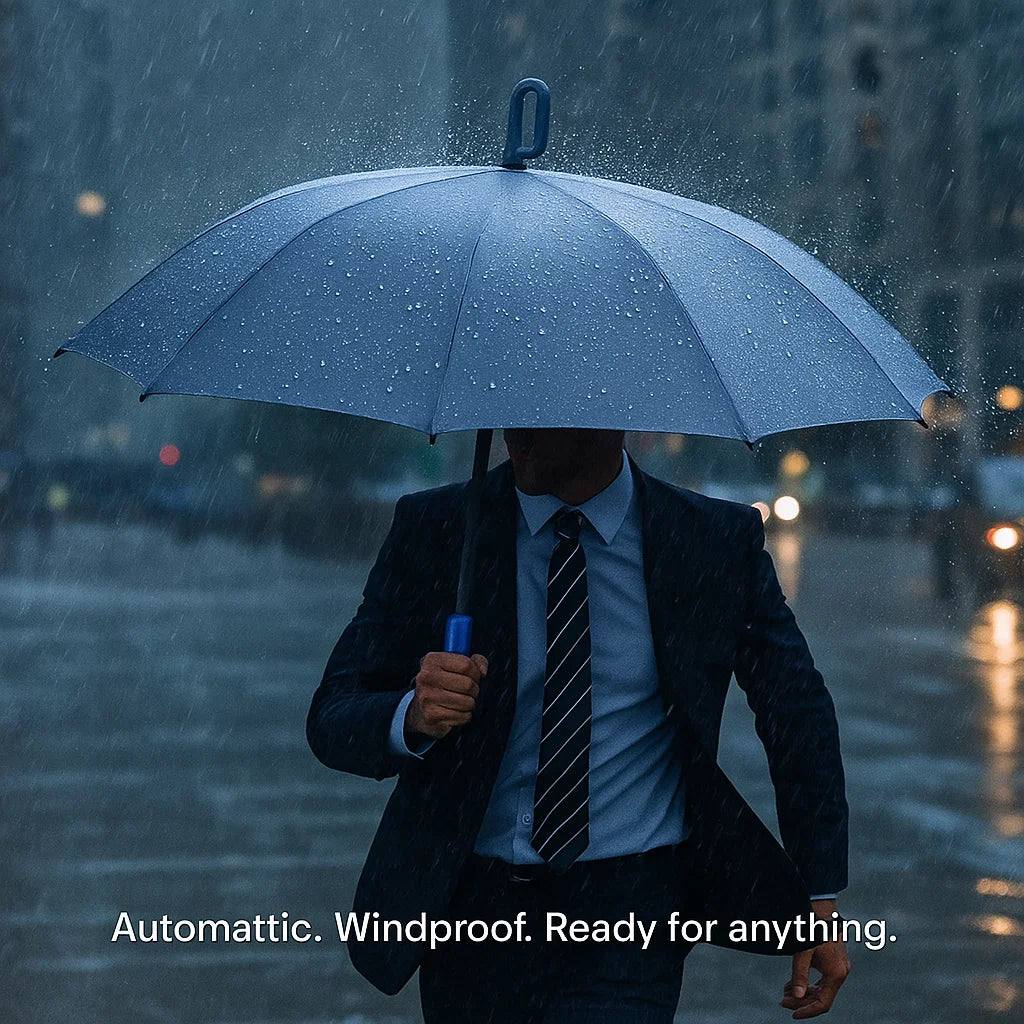 Parapluie Automatique Pliant Coupe-Vent avec Bande Réfléchissante