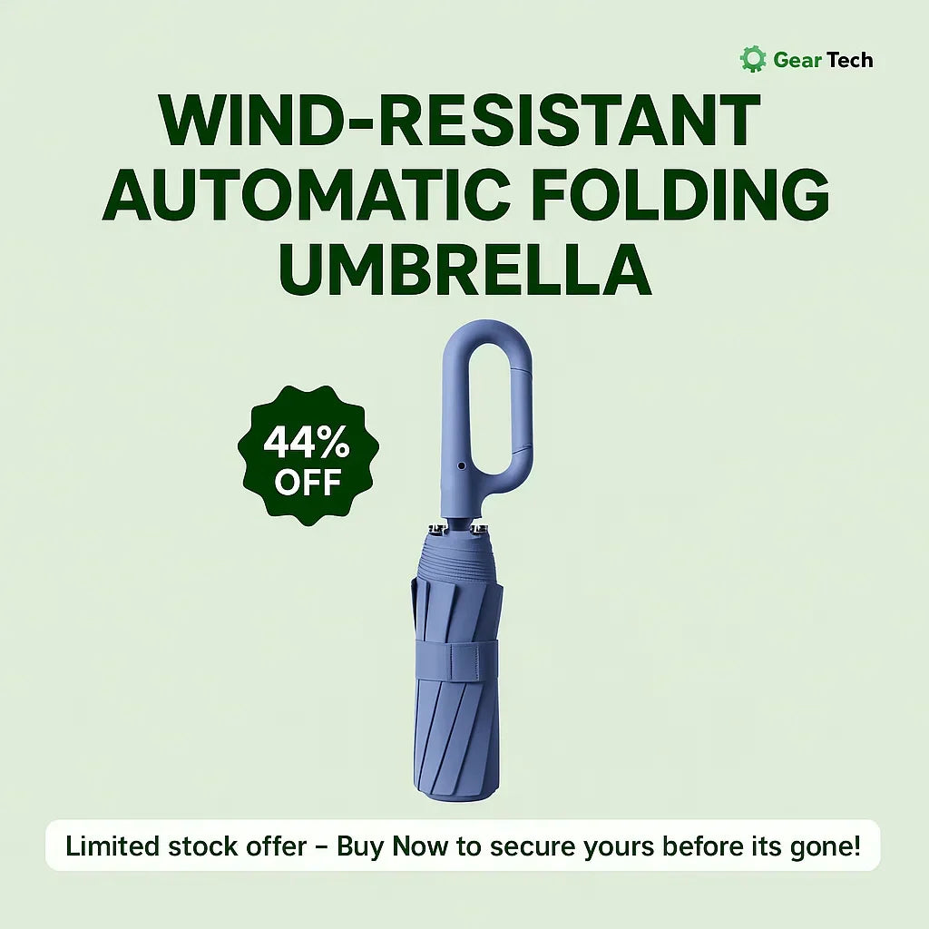 Parapluie Automatique Pliant Coupe-Vent avec Bande Réfléchissante