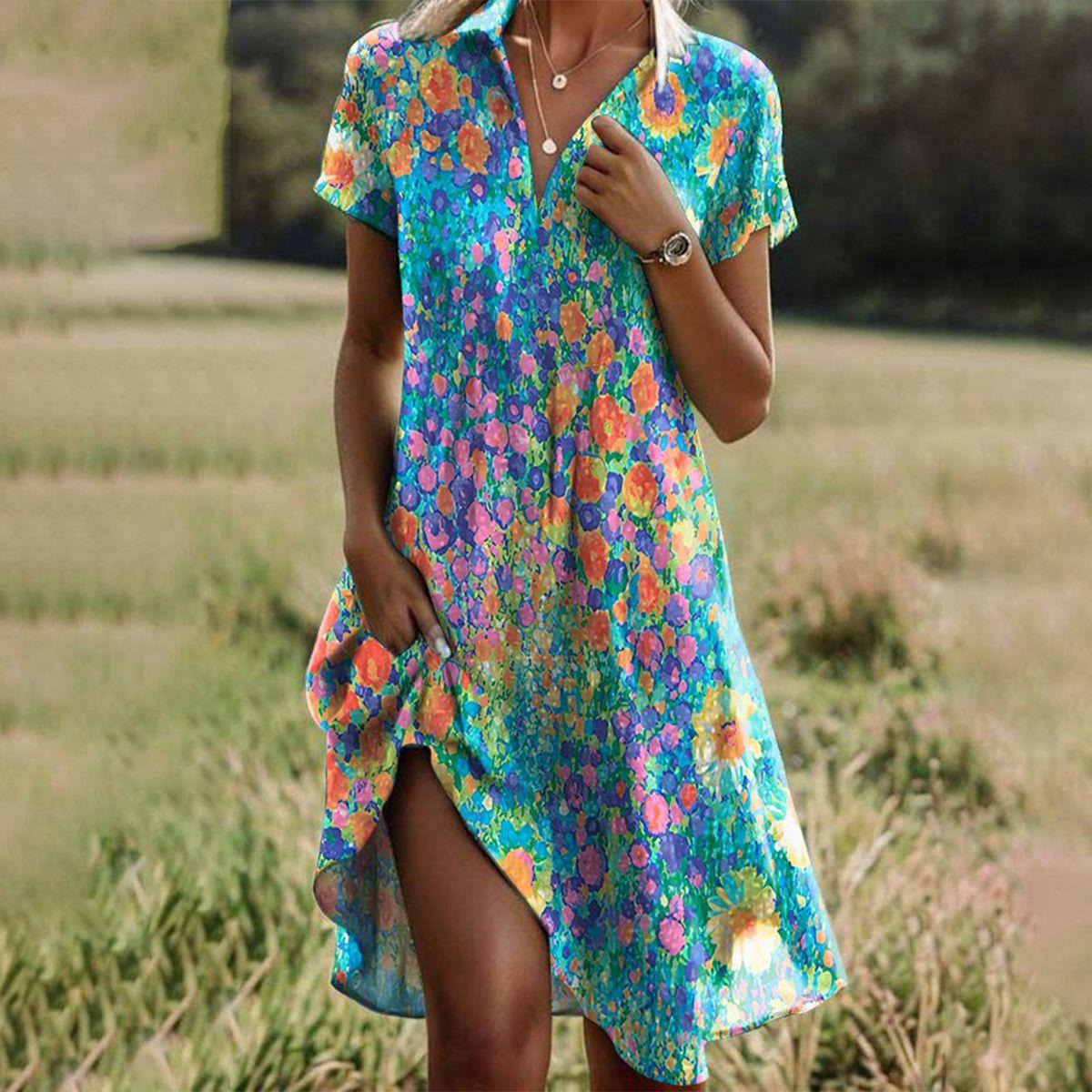 Robe Midi d'Été Chic Bohème pour Femmes