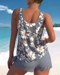 Ensemble de maillot de bain tankini à décolleté en V pour femmes avec shorty