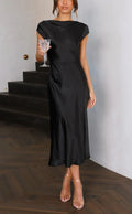 Robe Midi Élégante à Glissière pour Femmes - Silhouette Minimaliste