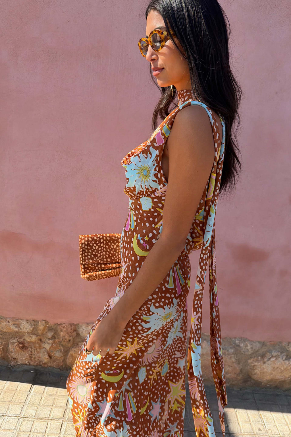 Robe de Maison à Col Bénitier pour Femmes - Imprimé Faon