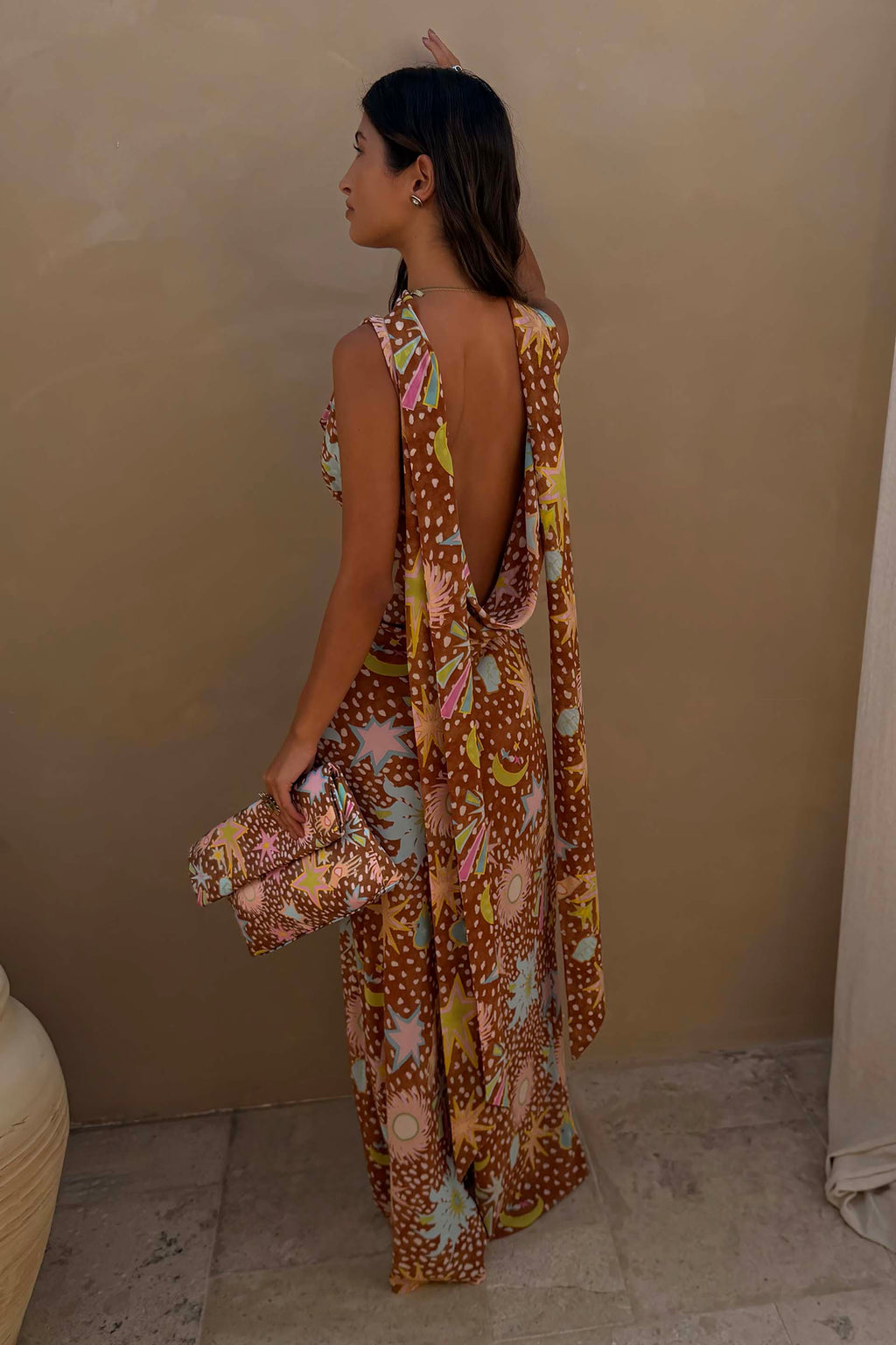 Robe de Maison à Col Bénitier pour Femmes - Imprimé Faon