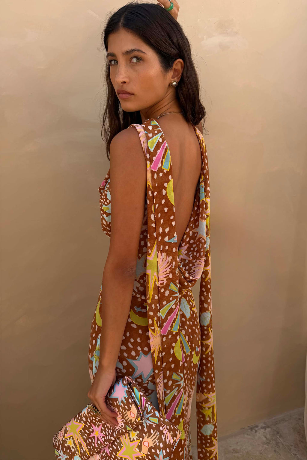 Robe de Maison à Col Bénitier pour Femmes - Imprimé Faon