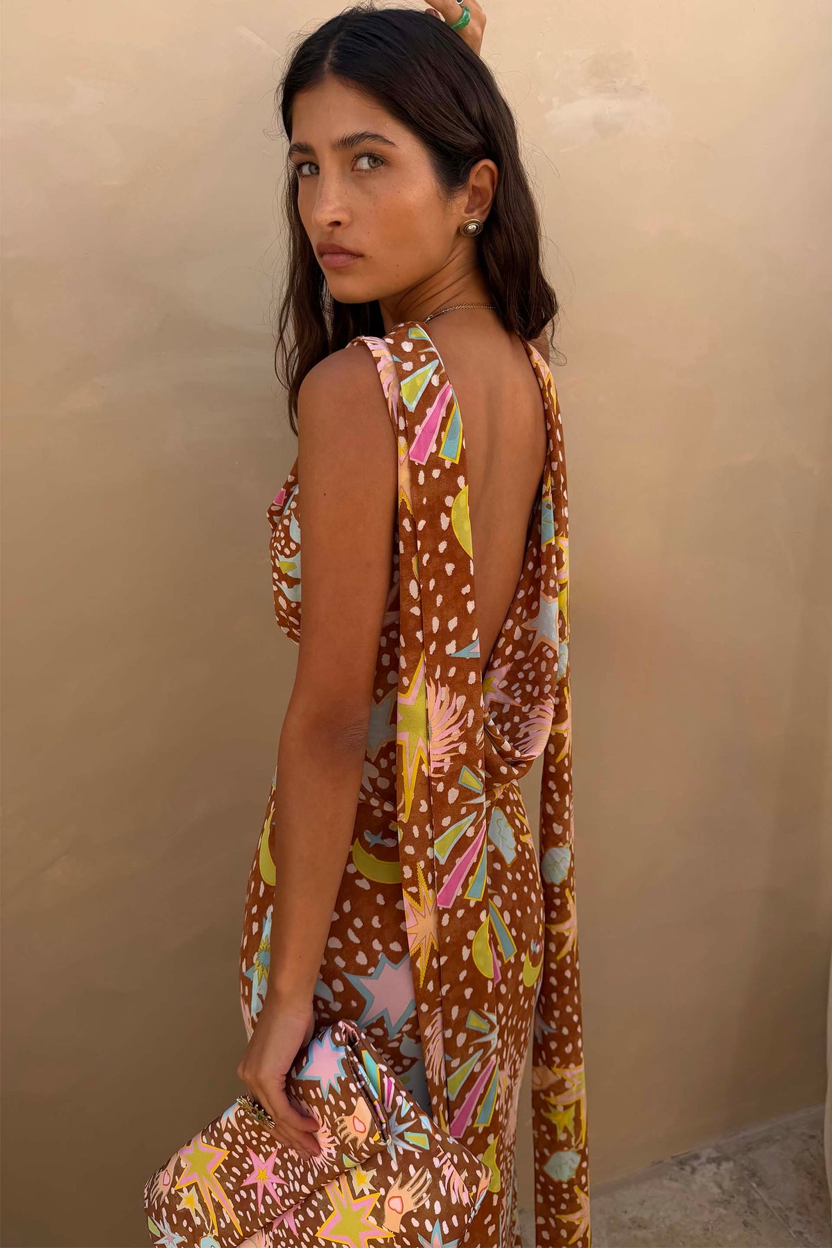 Robe de Maison à Col Bénitier pour Femmes - Imprimé Faon