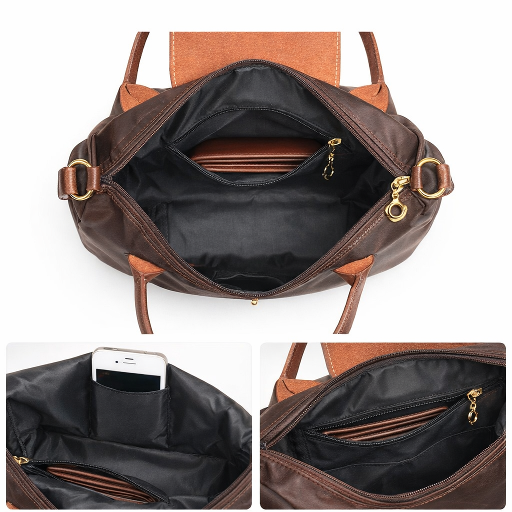 Sac à main de luxe pour femmes avec fermeture éclair - Spacieux et élégant