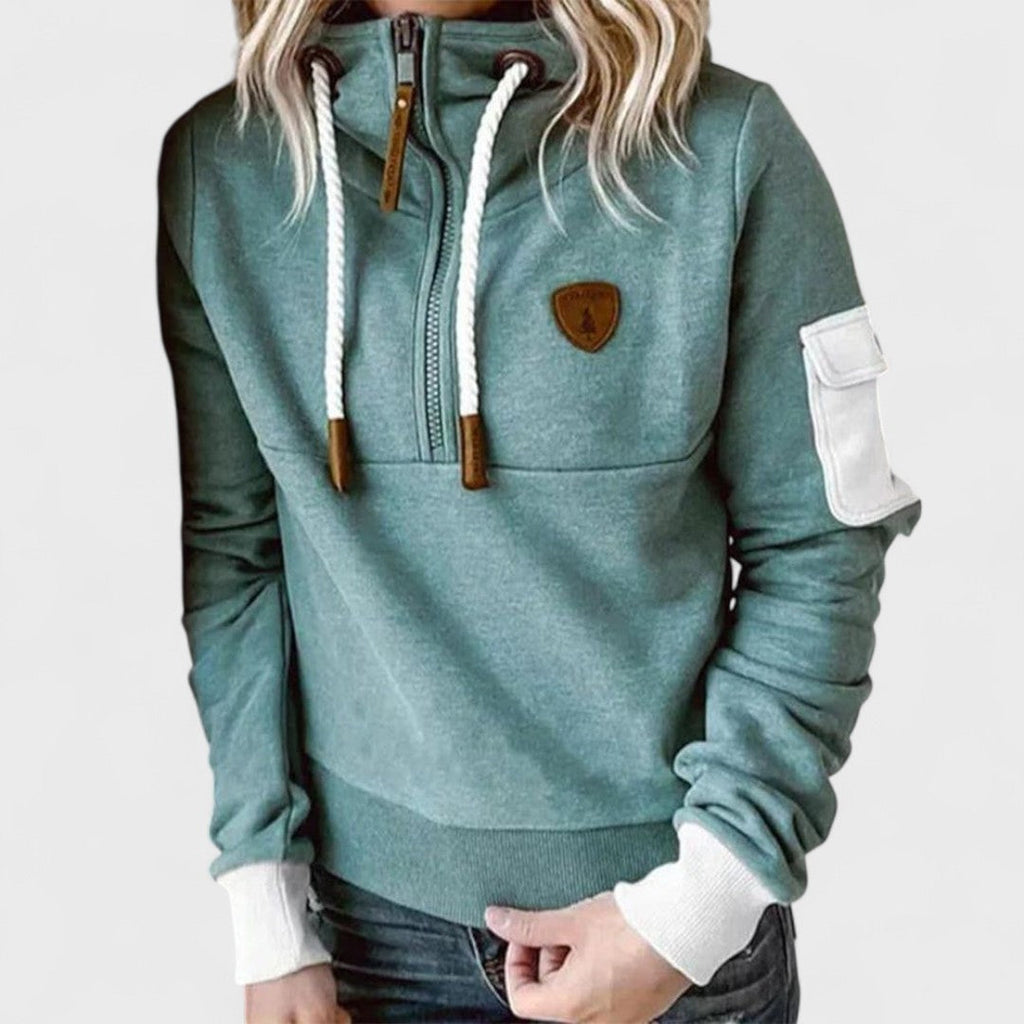 Pull décontracté doux pour femmes avec col zippé