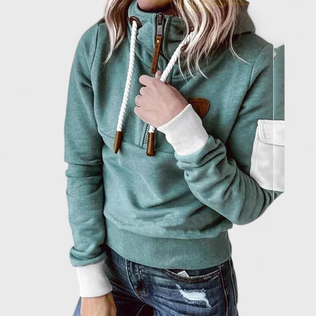 Pull décontracté doux pour femmes avec col zippé