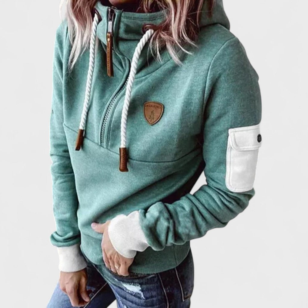 Pull décontracté doux pour femmes avec col zippé