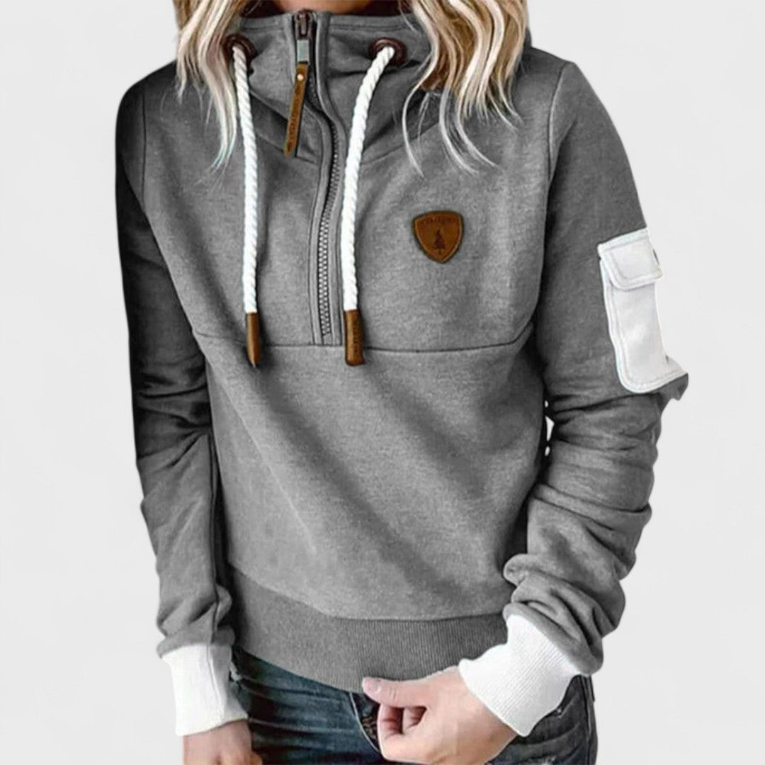 Pull décontracté doux pour femmes avec col zippé