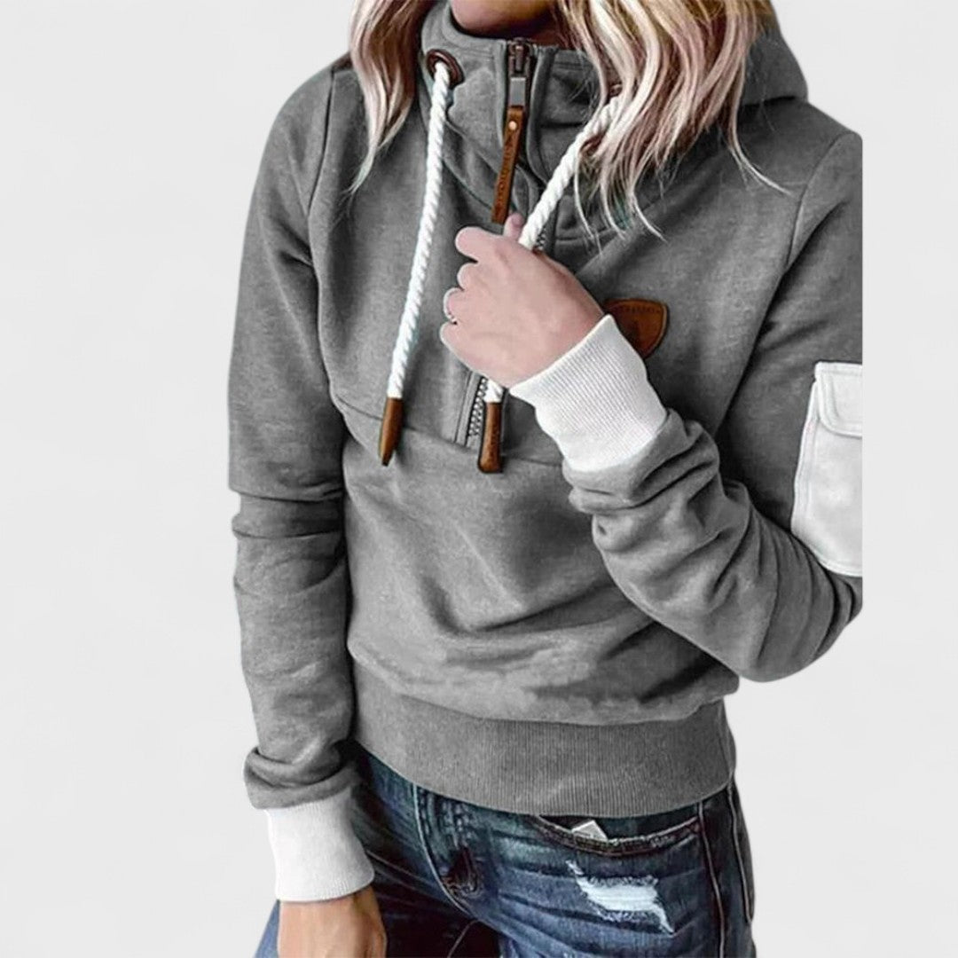 Pull décontracté doux pour femmes avec col zippé