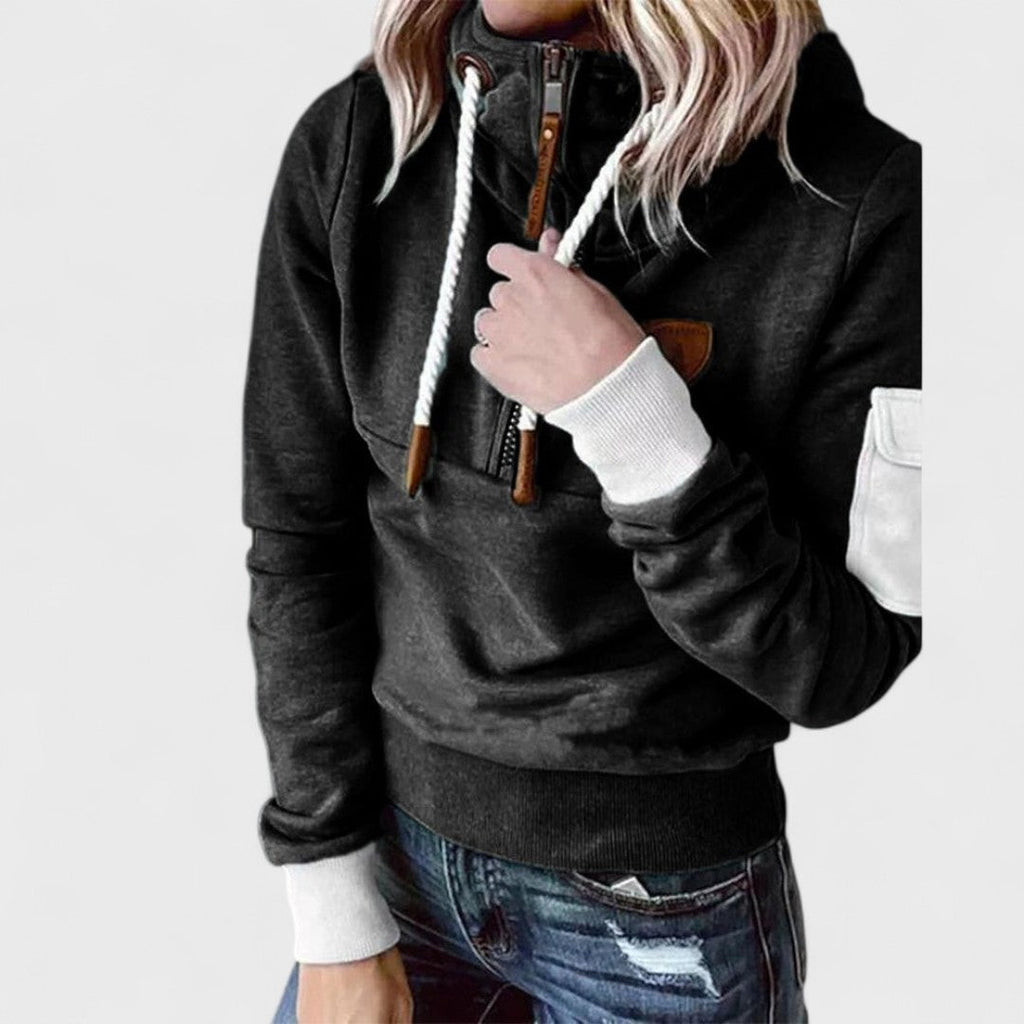 Pull décontracté doux pour femmes avec col zippé