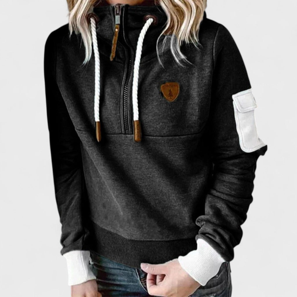 Pull décontracté doux pour femmes avec col zippé