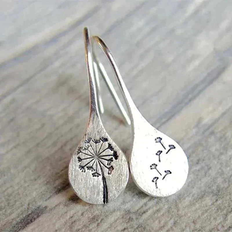 Boucles d'oreilles pendantes en argent sterling en forme de goutte de pissenlit