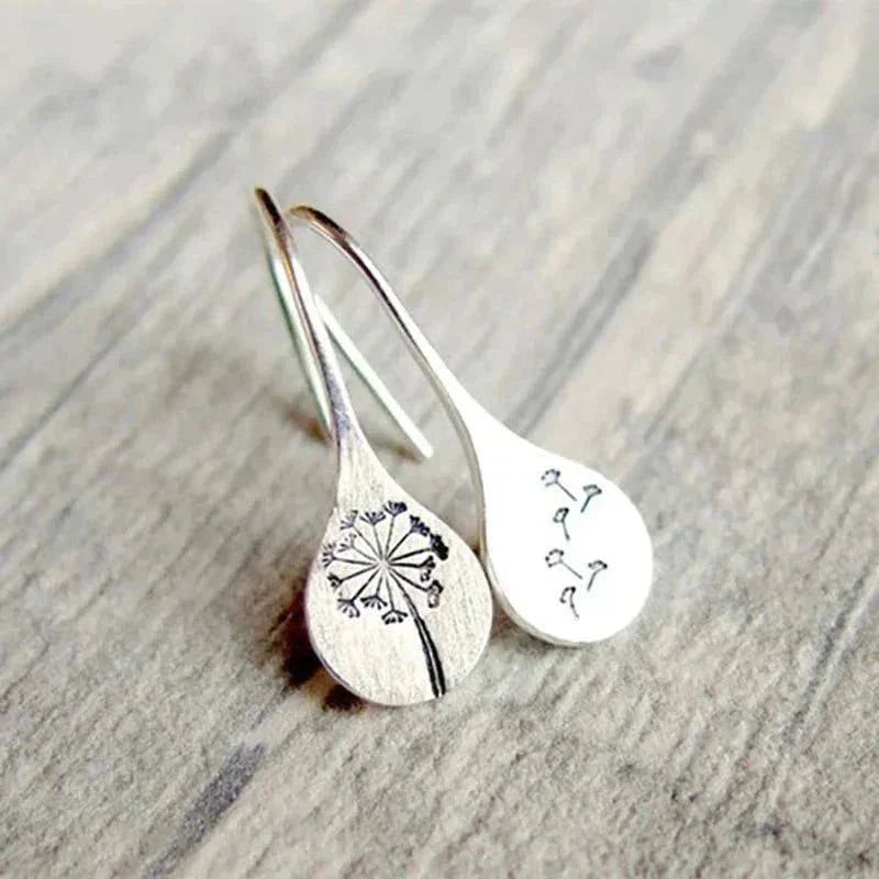 Boucles d'oreilles pendantes en argent sterling en forme de goutte de pissenlit