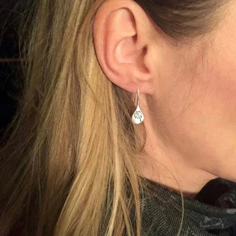Boucles d'oreilles pendantes en argent sterling en forme de goutte de pissenlit