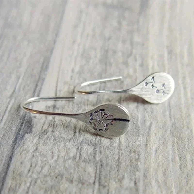 Boucles d'oreilles pendantes en argent sterling en forme de goutte de pissenlit