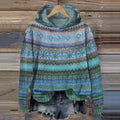 Hoodie Vintage Femme en Fair Isle - Confort Cozy & Élégant