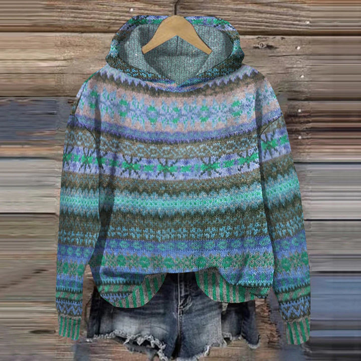 Hoodie Vintage Femme en Fair Isle - Confort Cozy & Élégant