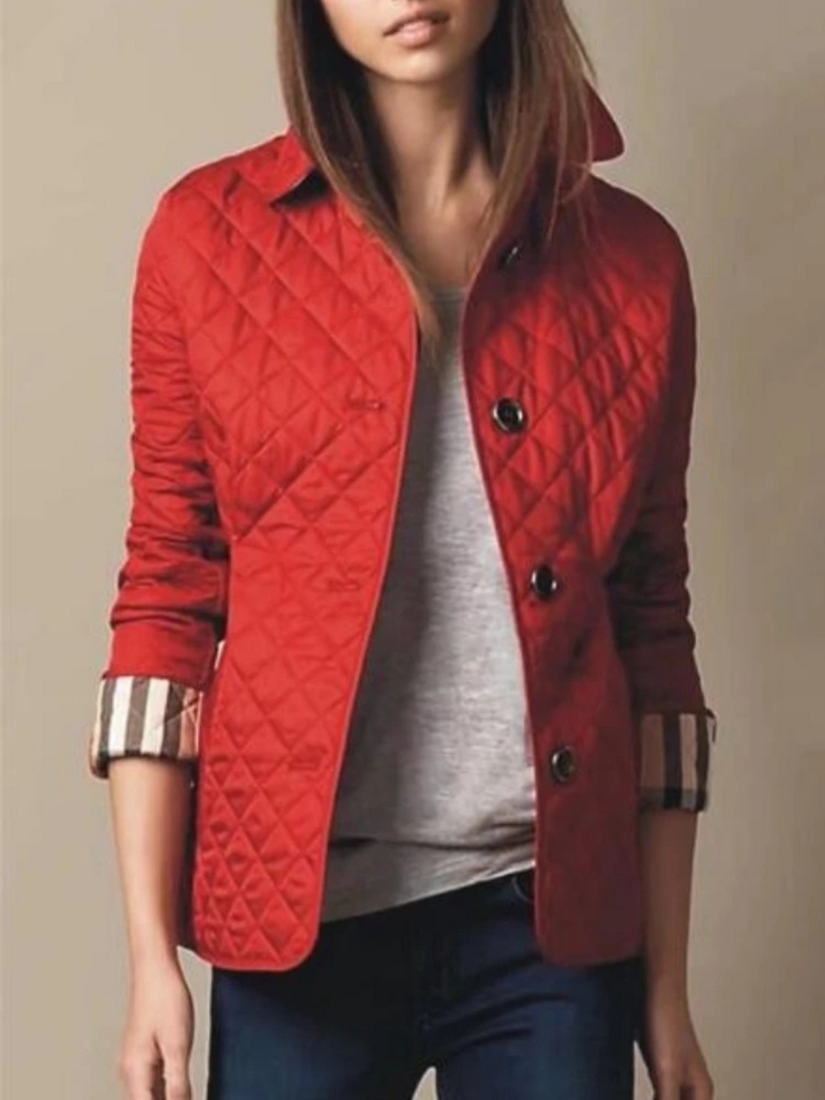 Veste Matelassée Décontractée pour Femmes avec Col Rabattu