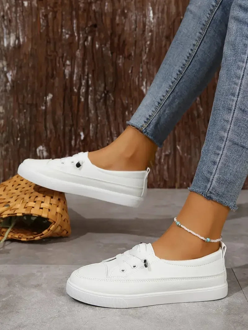 Chaussures plates à lacets pour femmes, bout rond décontractées