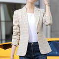 Blazer à carreaux premium pour femmes à bouton unique