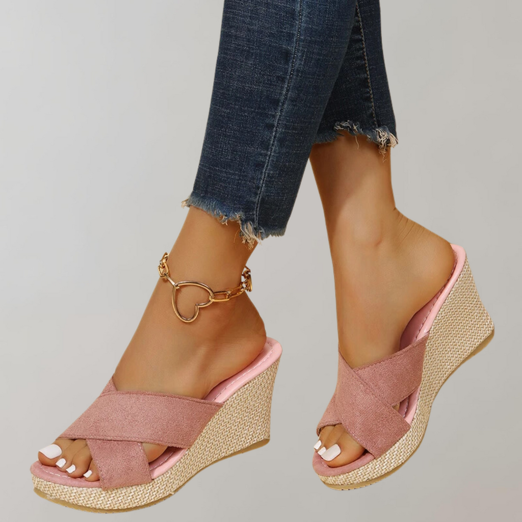 Sandales Orthopédiques à Talon Wedge pour Femmes avec Design Croisé