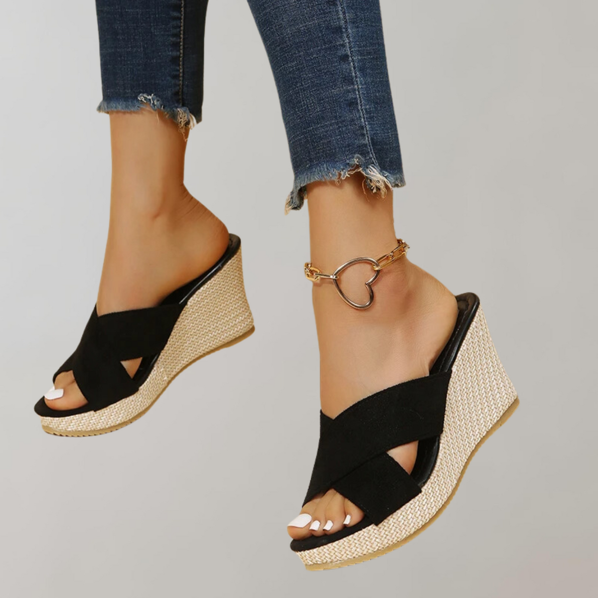 Sandales Orthopédiques à Talon Wedge pour Femmes avec Design Croisé