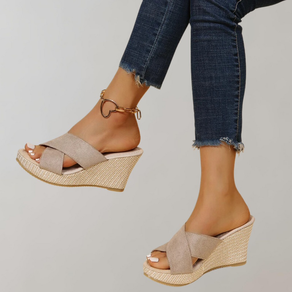 Sandales Orthopédiques à Talon Wedge pour Femmes avec Design Croisé