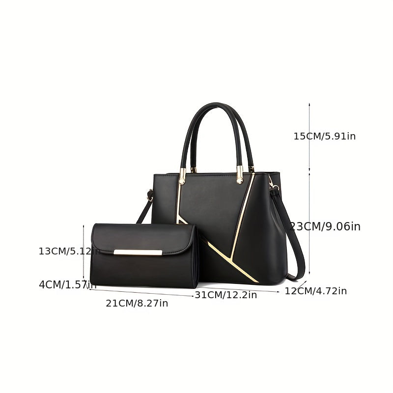 Ensemble de sacs à main pour femmes élégant en 2 pièces avec tote et bandoulière
