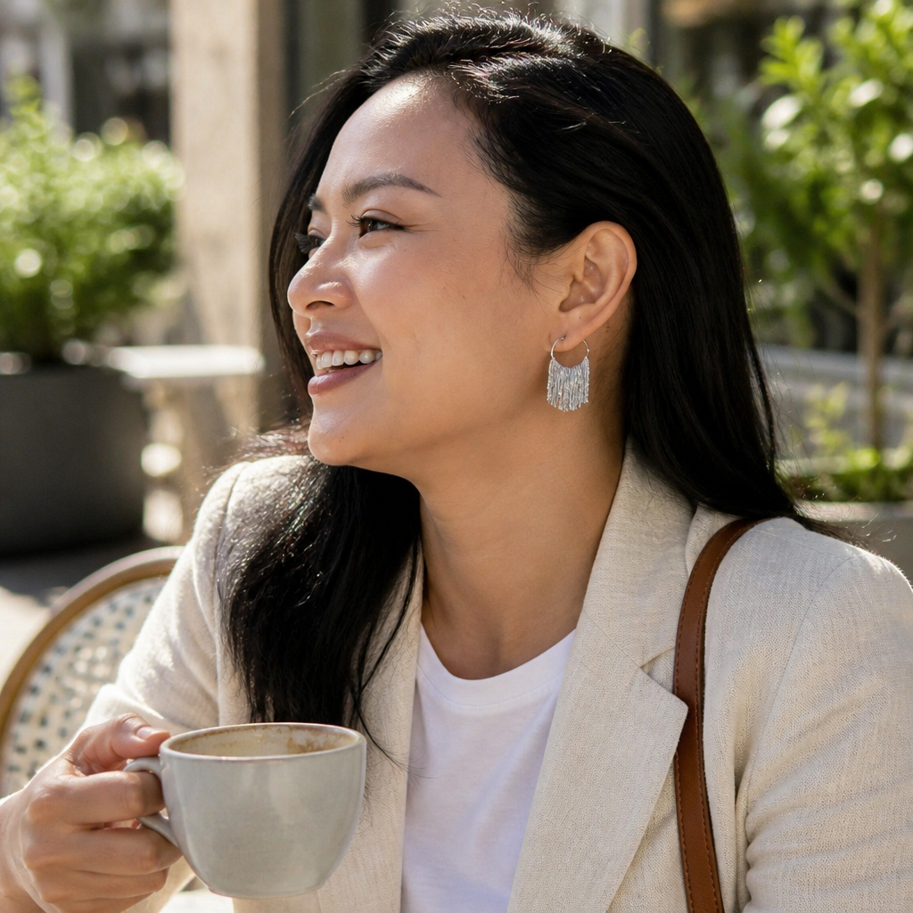 CascadeAura™ – Boucles d'oreilles à franges scintillantes inspirées des cascades avec finition hypoallergénique