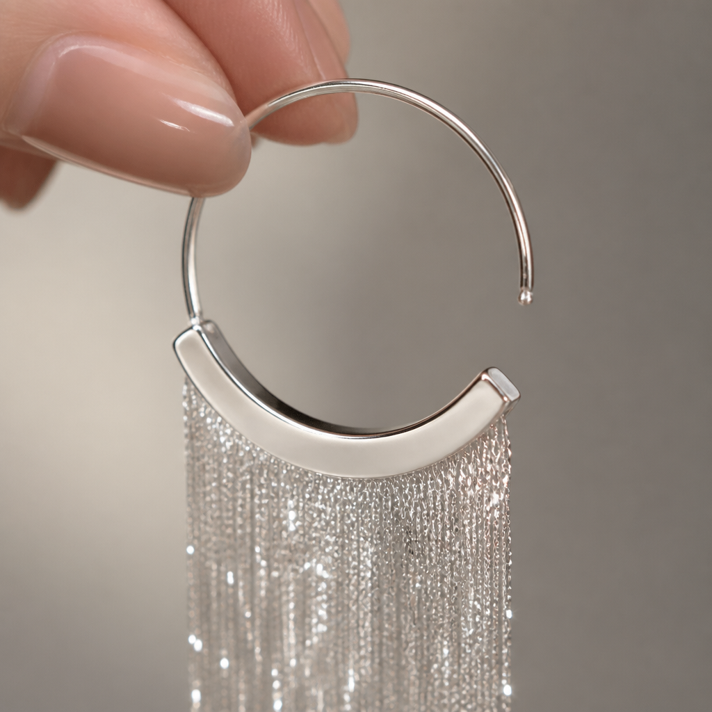 CascadeAura™ – Boucles d'oreilles à franges scintillantes inspirées des cascades avec finition hypoallergénique