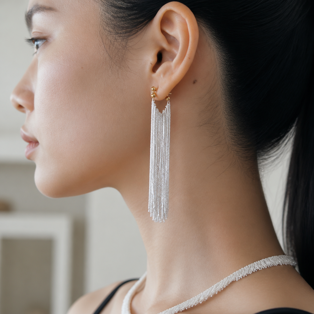 CascadeAura™ – Boucles d'oreilles à franges scintillantes inspirées des cascades avec finition hypoallergénique
