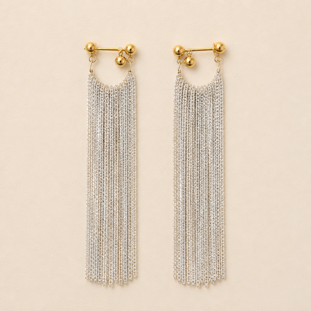 CascadeAura™ – Boucles d'oreilles à franges scintillantes inspirées des cascades avec finition hypoallergénique