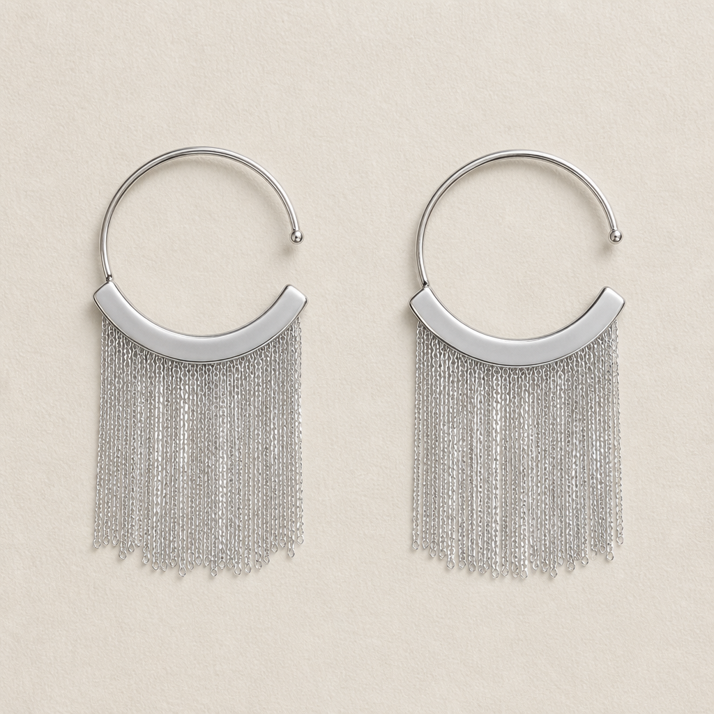 CascadeAura™ – Boucles d'oreilles à franges scintillantes inspirées des cascades avec finition hypoallergénique