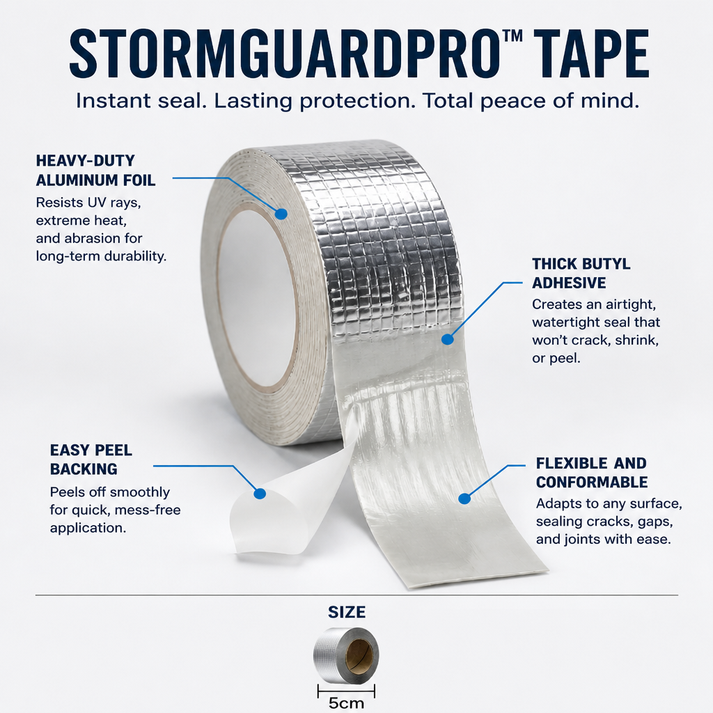 StormGuardPro™ — Scellez Chaque Fuite Instantanément pour Une Tranquillité d'Esprit Totale et Durable