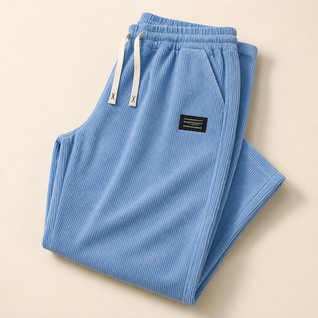 BlazeStride™ – Pantalons en velours côtelé décontractés à jambe droite avec taille élastique