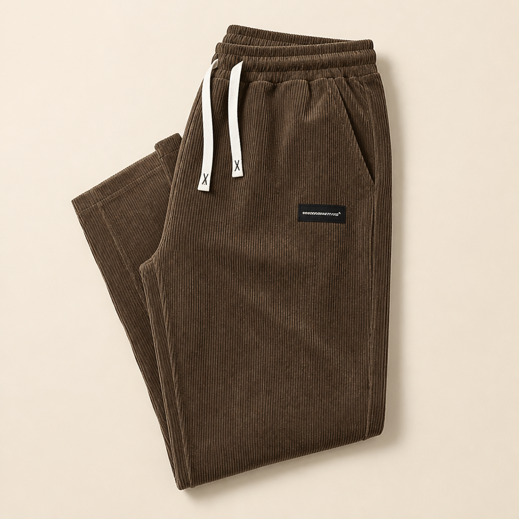 BlazeStride™ – Pantalons en velours côtelé décontractés à jambe droite avec taille élastique
