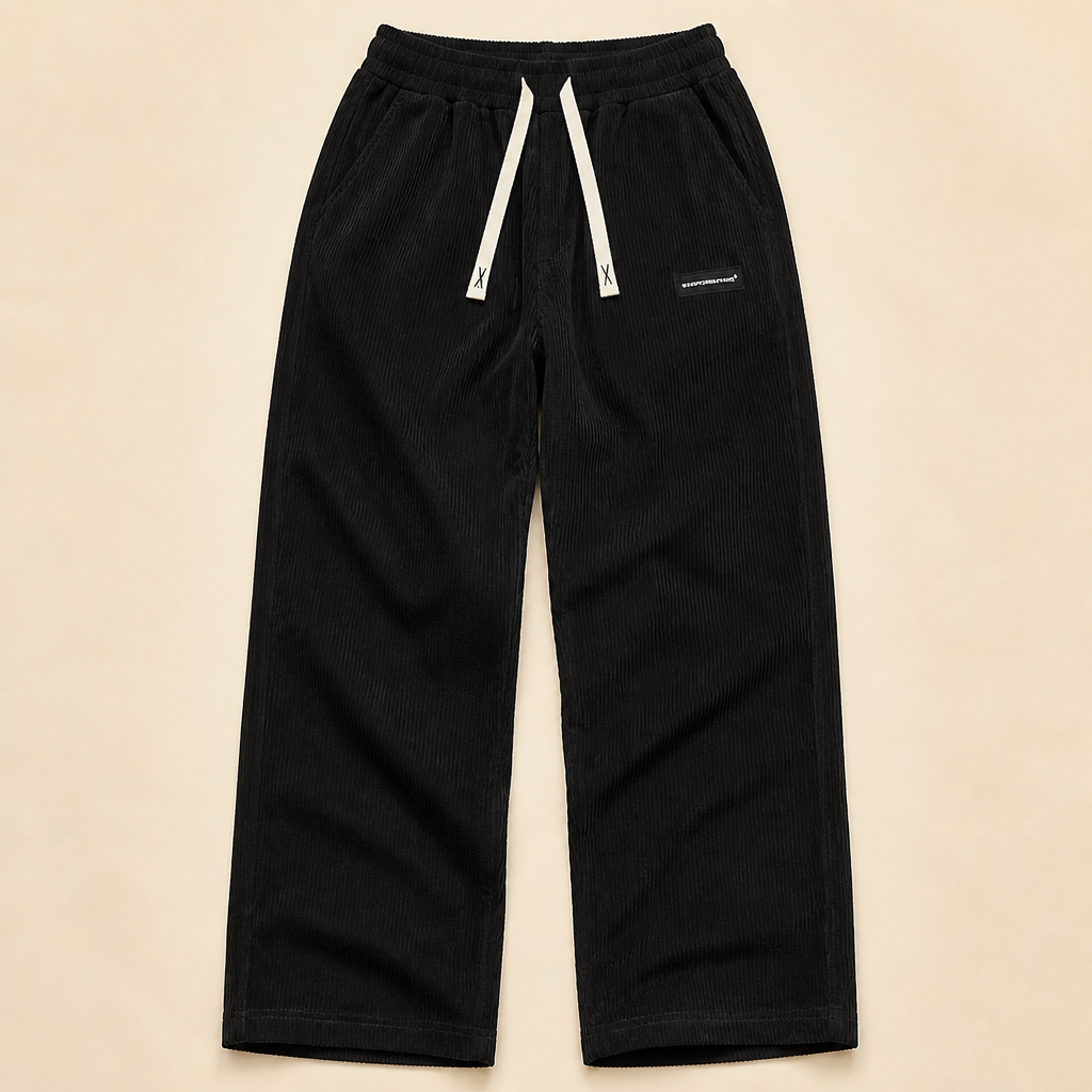 BlazeStride™ – Pantalons en velours côtelé décontractés à jambe droite avec taille élastique
