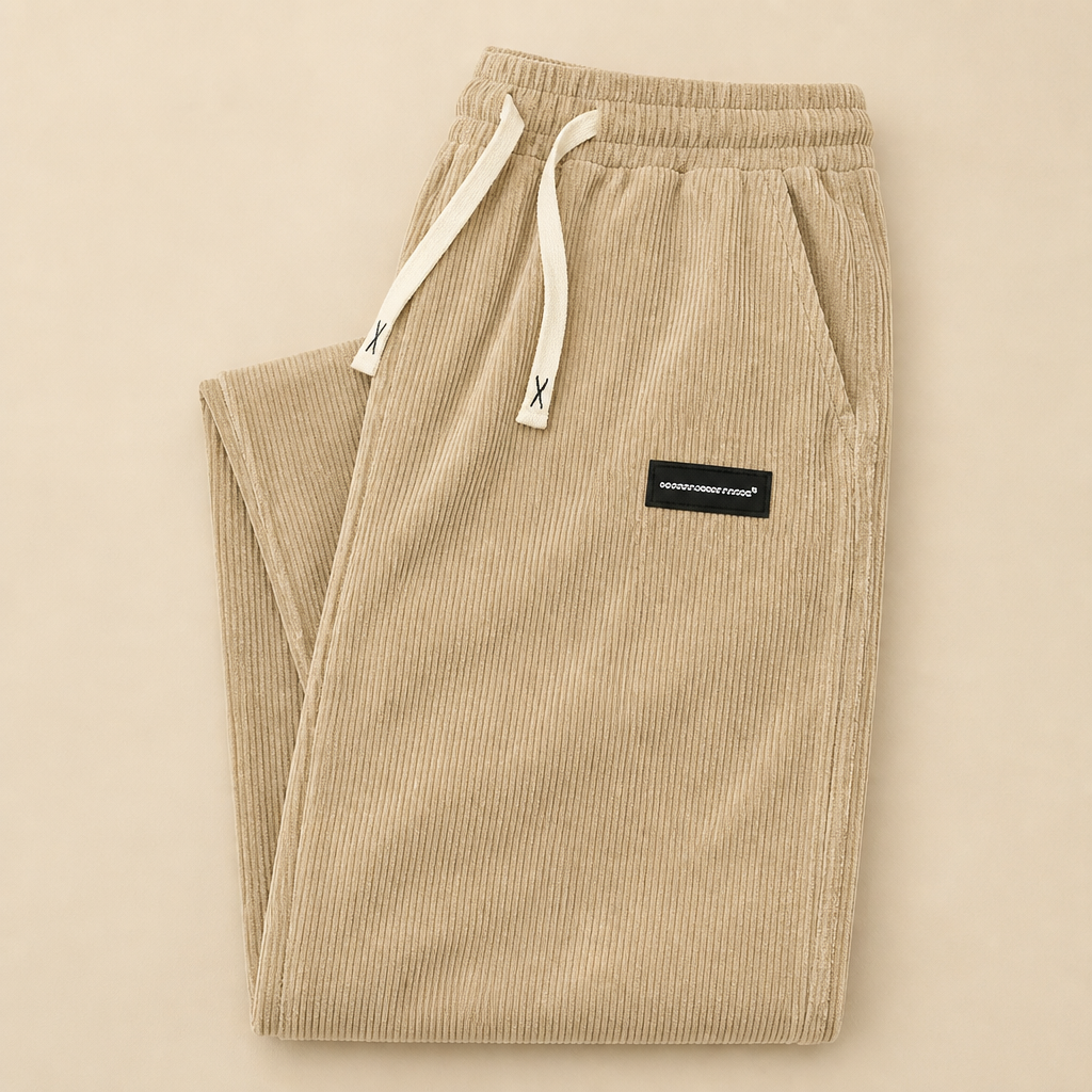 BlazeStride™ – Pantalons en velours côtelé décontractés à jambe droite avec taille élastique