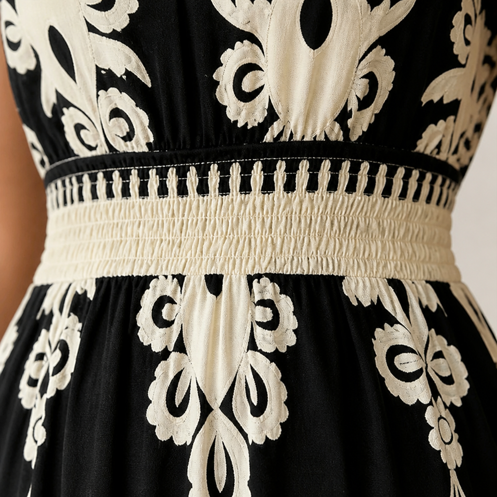LuminaSway™ – Robe Maxi V-Neck Imprimé Baroque Vintage